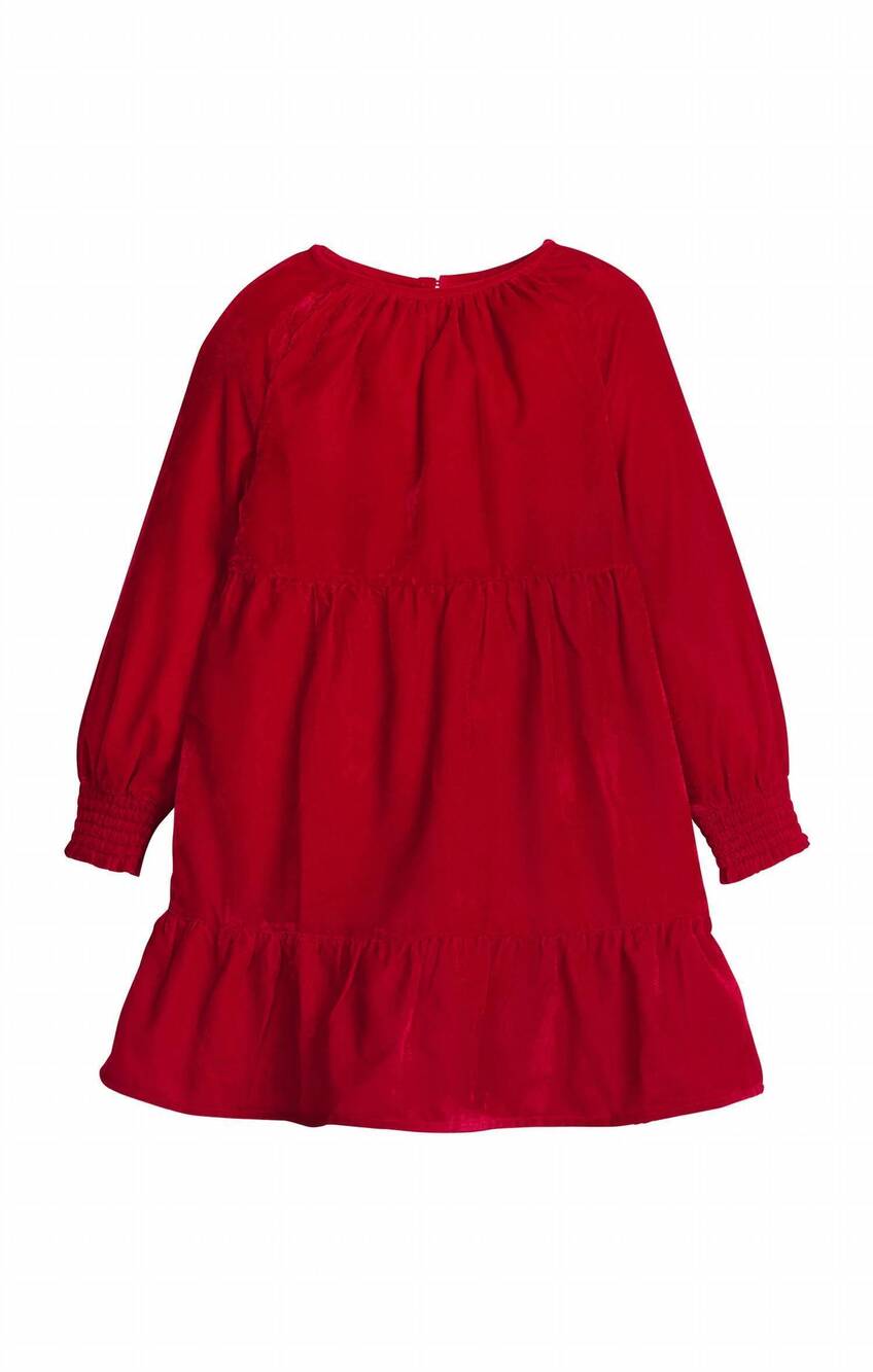 NEW LITTLE ENGLISH kid's velvet emerson dress in red